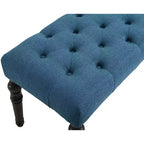 Panca da pranzo imbottita in tessuto con gambe tornite, blu