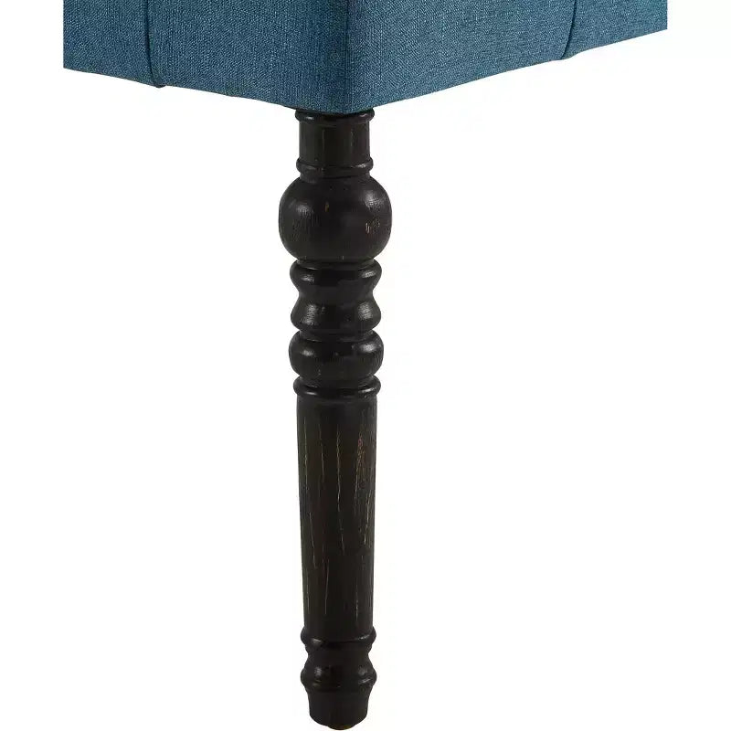 Panca da pranzo imbottita in tessuto con gambe tornite, blu