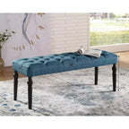 Panca da pranzo imbottita in tessuto con gambe tornite, blu