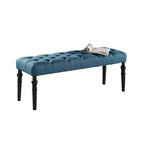 Panca da pranzo imbottita in tessuto con gambe tornite, blu