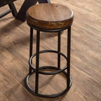 Sgabello da bancone Aurora Classic da interni in legno e metallo 24 pollici con poggiapiedi, marrone/nero