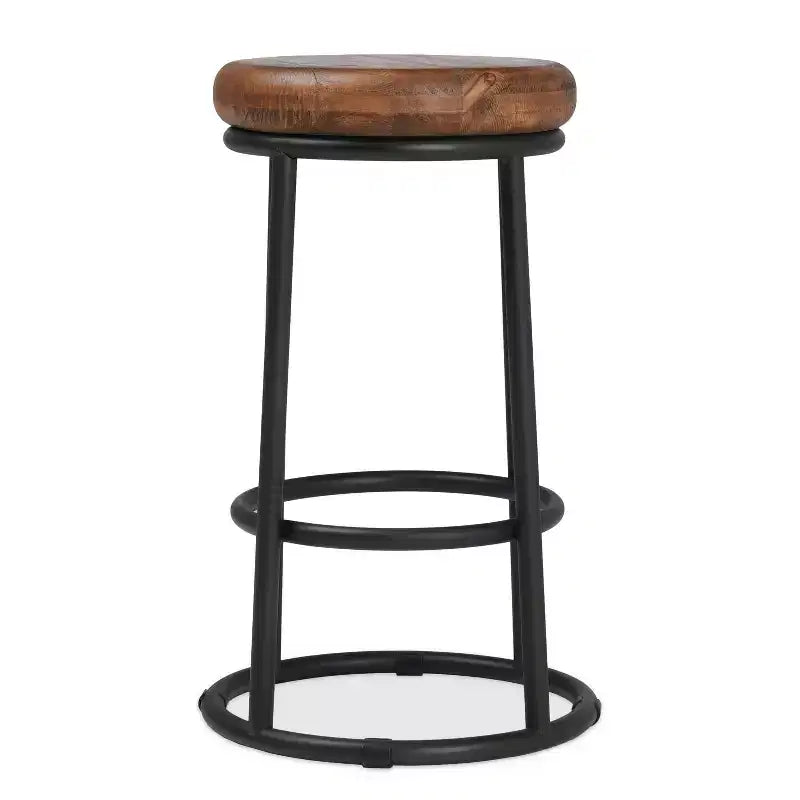 Sgabello da bancone Aurora Classic da interni in legno e metallo 24 pollici con poggiapiedi, marrone/nero