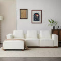 Divano Sezionale a L Gianna imbottito con cuscini, beige/marrone