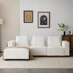 Divano Sezionale a L Gianna imbottito con cuscini, beige/marrone