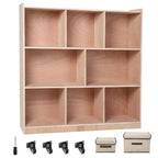 Garvee Cubbies Storage Cabinet, Solid Kids Book Cubby Shelving, Storage Organizer with 4 Casters, 2 Storage Boxes for Home/School