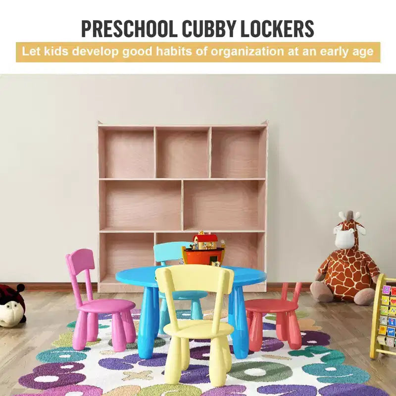 Mobiletto Contenitore con Scomparti, Scaffale in Legno Massello con Scomparti per Libri per Bambini, Organizzatore Contenitore con 4 Ruote, 2 Scatole Contenitore per Casa/Scuola