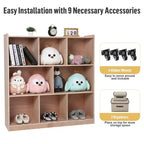 Mobiletto Contenitore con Scomparti, Scaffale in Legno Massello con Scomparti per Libri per Bambini, Organizzatore Contenitore con 4 Ruote, 2 Scatole Contenitore per Casa/Scuola