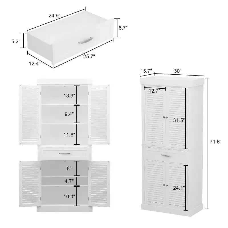 Mobile Contenitore in Legno a 4 Ante con Finitura a Persiana