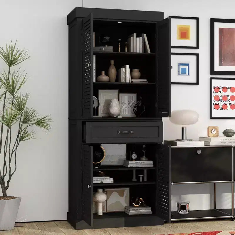Mobile Contenitore in Legno a 4 Ante con Finitura a Persiana