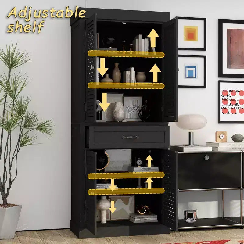 Mobile Contenitore in Legno a 4 Ante con Finitura a Persiana