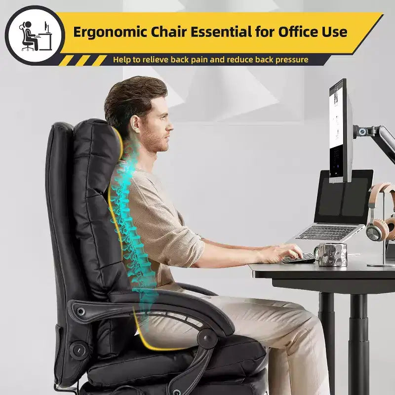Sedia da ufficio direzionale EROMMY con massaggio a 4 punti e poggiapiedi
