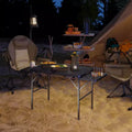 Tavolo Grill Pieghevole, Tavolo da Campeggio Portatile da 1,37 m con 2 Pannelli Laterali, Tavolo Esterno in Metallo Regolabile in Altezza per Picnic, Barbecue, Feste