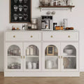 Credenza con ripiani regolabili e 4 ante, madia da cucina con 2 cassetti, mobile bar in legno, bianco