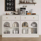 Credenza con ripiani regolabili e 4 ante, madia da cucina con 2 cassetti, mobile bar in legno, bianco