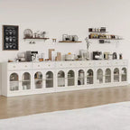 Credenza con ripiani regolabili e 4 ante, madia da cucina con 2 cassetti, mobile bar in legno, bianco