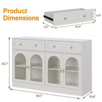 Credenza con ripiani regolabili e 4 ante, madia da cucina con 2 cassetti, mobile bar in legno, bianco