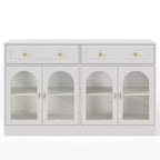 Credenza con ripiani regolabili e 4 ante, madia da cucina con 2 cassetti, mobile bar in legno, bianco
