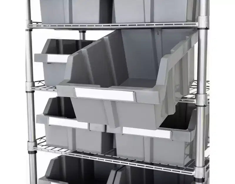Sistema di stoccaggio a 7 livelli con 12 contenitori, certificato NSF