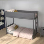 Letto a castello per bambini convertibile, struttura in legno massello e scaletta facile da salire senza bisogno di rete a molle