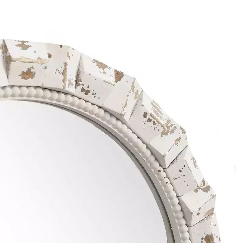 Specchio da parete LuxenHome, rettangolare, ad arco, invecchiato, bianco, alto 91 cm, decorativo e da toeletta