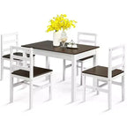 Set da pranzo Costway 5 pezzi in legno massello Tavolo da cucina e 4 sedie