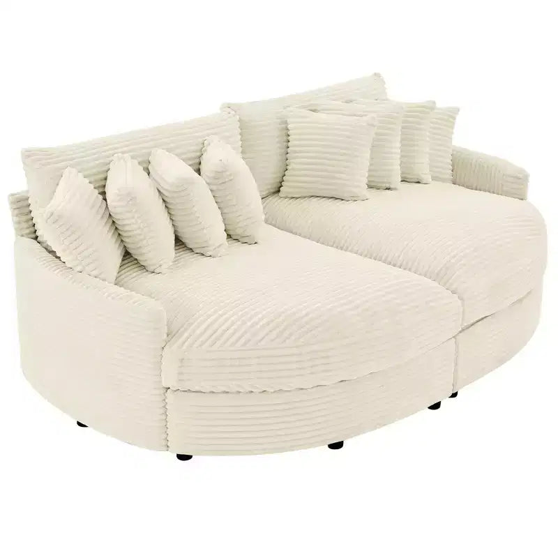Divano sezionale chaise longue in velluto a coste, oversize, sinistro e destro, con 8 cuscini, divano convertibile rivestito