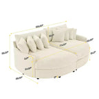 Divano sezionale chaise longue in velluto a coste, oversize, sinistro e destro, con 8 cuscini, divano convertibile rivestito