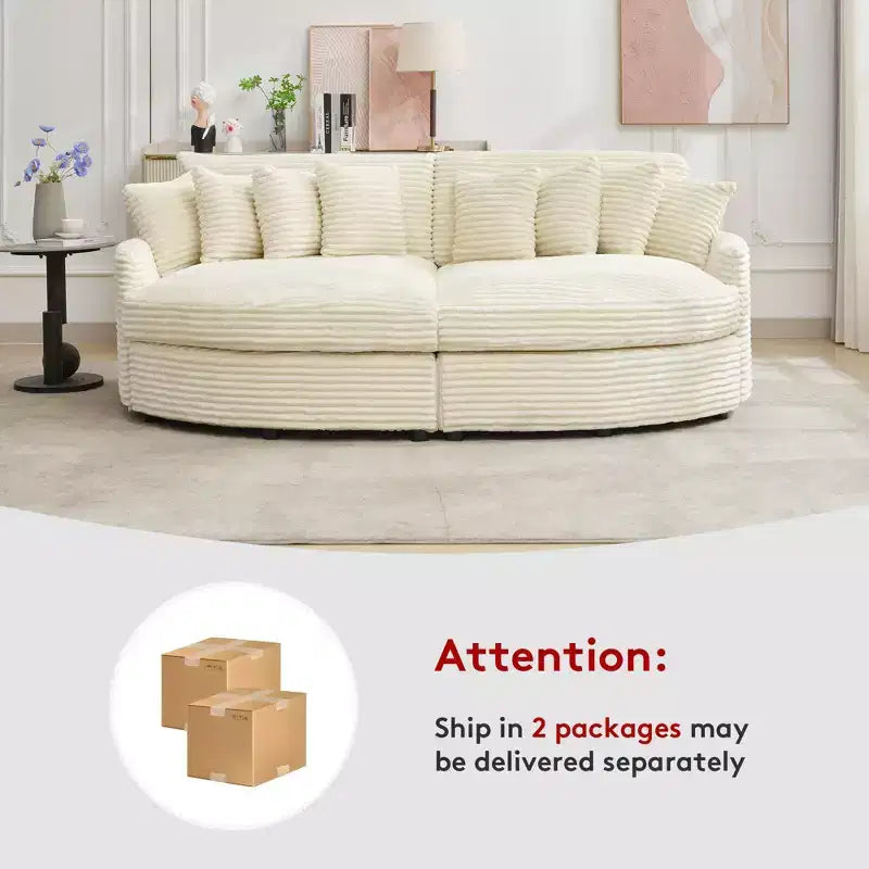 Divano sezionale chaise longue in velluto a coste, oversize, sinistro e destro, con 8 cuscini, divano convertibile rivestito
