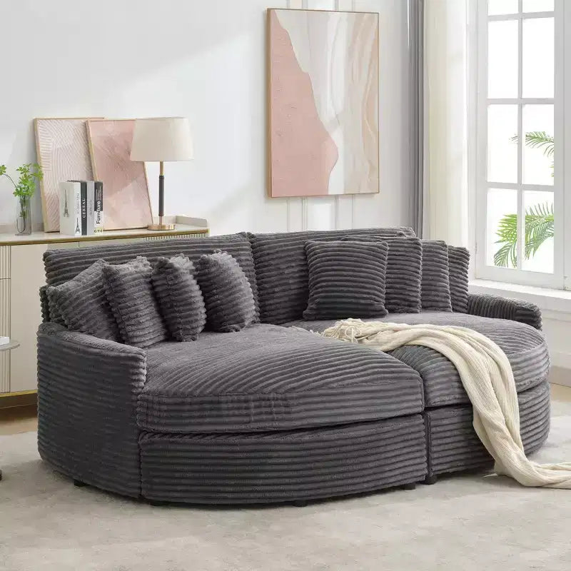 Divano sezionale chaise longue in velluto a coste, oversize, sinistro e destro, con 8 cuscini, divano convertibile rivestito