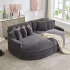 Divano sezionale chaise longue in velluto a coste, oversize, sinistro e destro, con 8 cuscini, divano convertibile rivestito