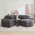 Divano sezionale chaise longue in velluto a coste, oversize, sinistro e destro, con 8 cuscini, divano convertibile rivestito