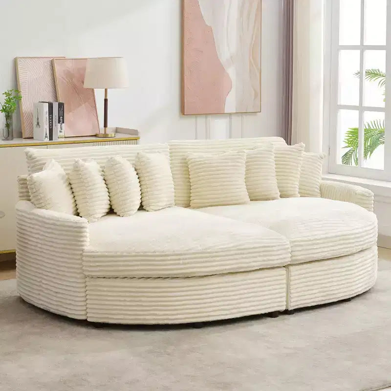 Divano sezionale chaise longue in velluto a coste, oversize, sinistro e destro, con 8 cuscini, divano convertibile rivestito