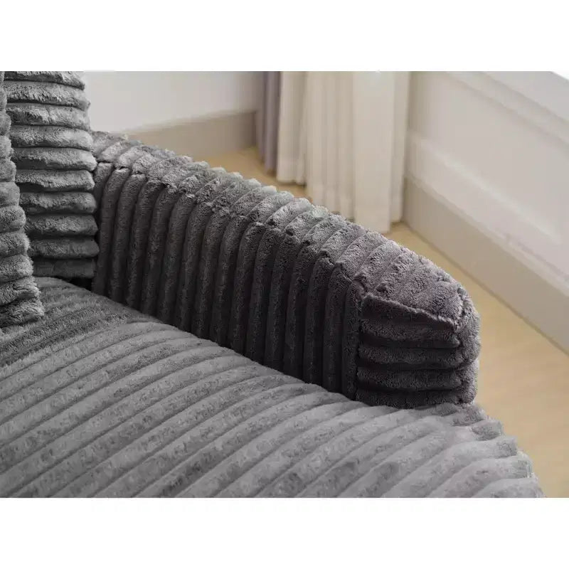 Divano sezionale chaise longue in velluto a coste, oversize, sinistro e destro, con 8 cuscini, divano convertibile rivestito