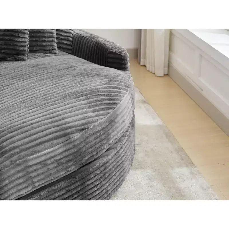 Divano sezionale chaise longue in velluto a coste, oversize, sinistro e destro, con 8 cuscini, divano convertibile rivestito