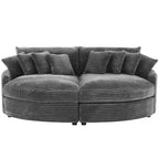 Divano sezionale chaise longue in velluto a coste, oversize, sinistro e destro, con 8 cuscini, divano convertibile rivestito