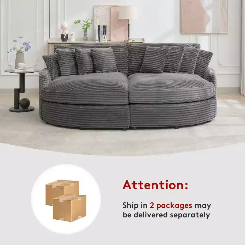 Divano sezionale chaise longue in velluto a coste, oversize, sinistro e destro, con 8 cuscini, divano convertibile rivestito