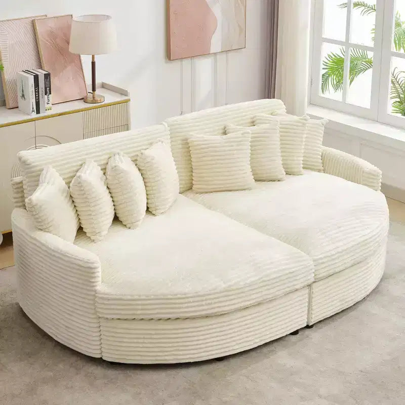 Divano sezionale chaise longue in velluto a coste, oversize, sinistro e destro, con 8 cuscini, divano convertibile rivestito