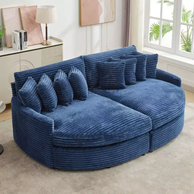 Divano sezionale chaise longue in velluto a coste, oversize, sinistro e destro, con 8 cuscini, divano convertibile rivestito