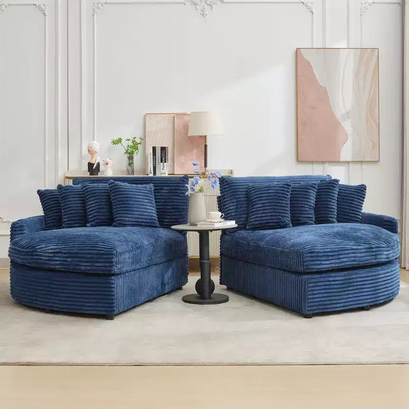 Divano sezionale chaise longue in velluto a coste, oversize, sinistro e destro, con 8 cuscini, divano convertibile rivestito