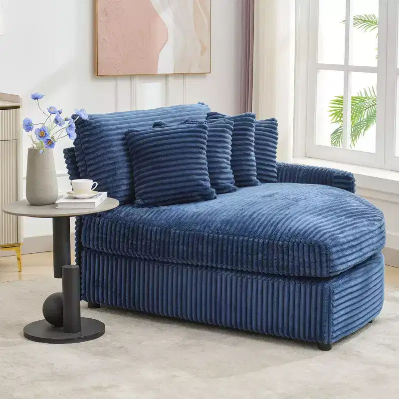 Divano sezionale chaise longue in velluto a coste, oversize, sinistro e destro, con 8 cuscini, divano convertibile rivestito