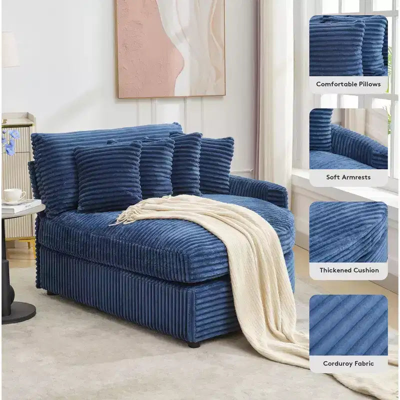 Divano sezionale chaise longue in velluto a coste, oversize, sinistro e destro, con 8 cuscini, divano convertibile rivestito