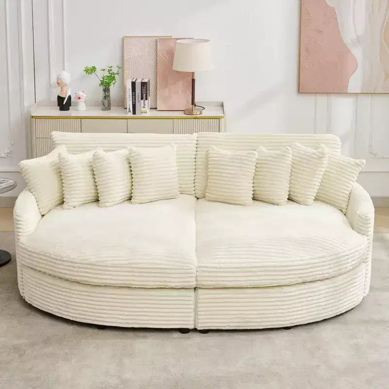 Divano sezionale chaise longue in velluto a coste, oversize, sinistro e destro, con 8 cuscini, divano convertibile rivestito