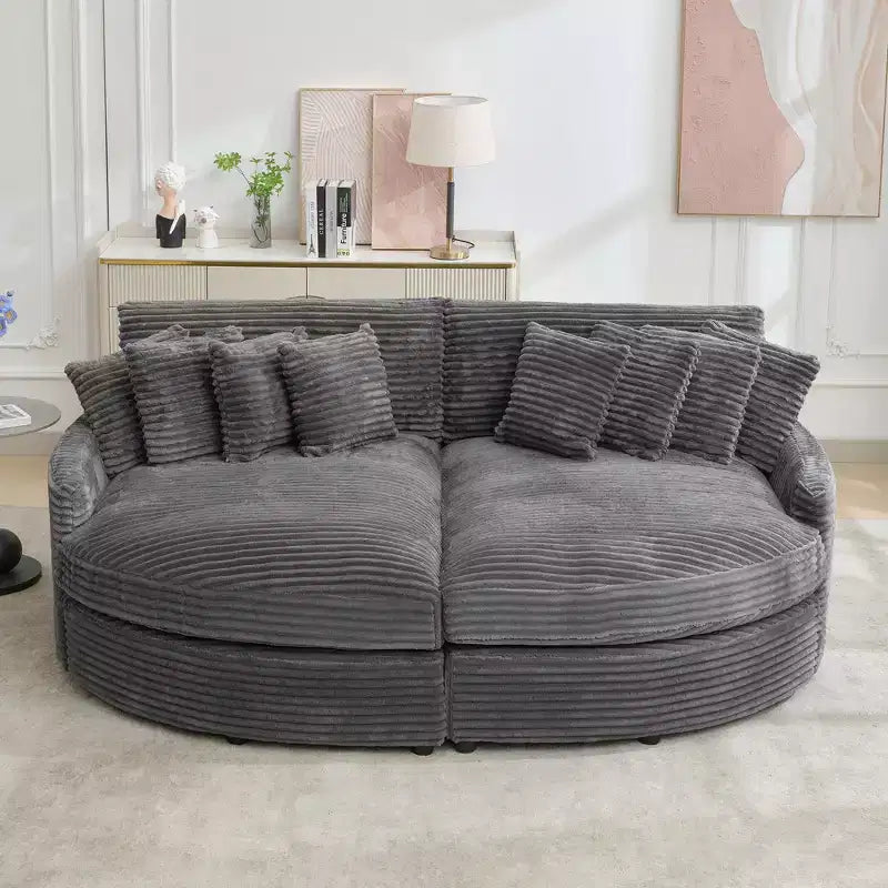 Divano sezionale chaise longue in velluto a coste, oversize, sinistro e destro, con 8 cuscini, divano convertibile rivestito