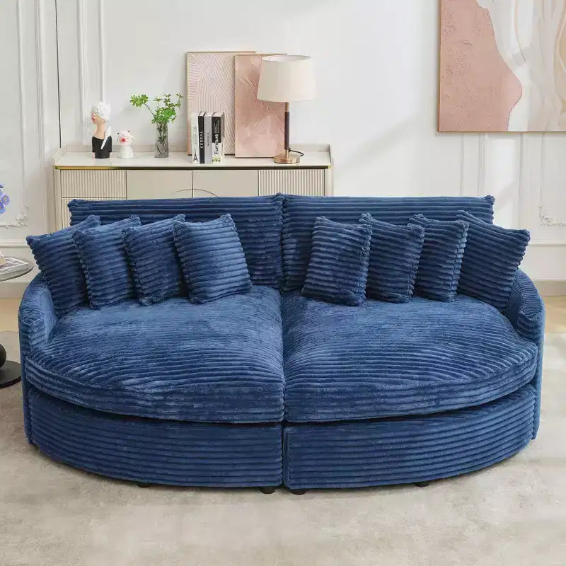 Divano sezionale chaise longue in velluto a coste, oversize, sinistro e destro, con 8 cuscini, divano convertibile rivestito