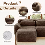Divano componibile a 3 posti con pouf, schiuma HD 32D, nessun montaggio richiesto, base antiscivolo, per soggiorno/home theater