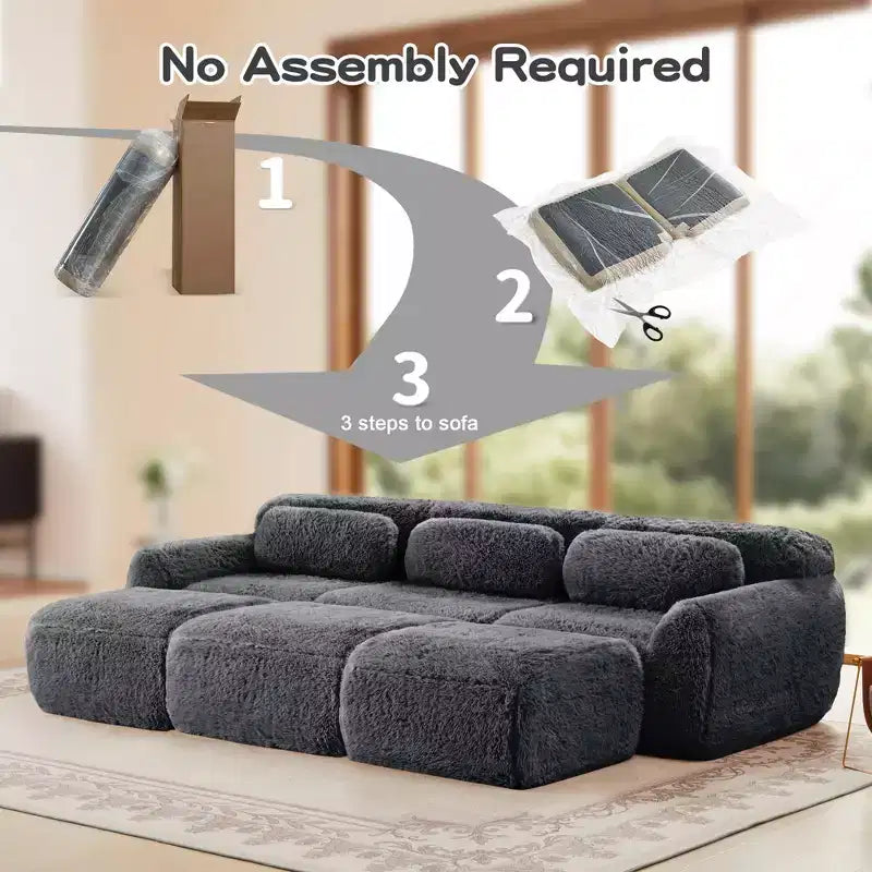 Divano componibile a 3 posti con pouf, schiuma HD 32D, nessun montaggio richiesto, base antiscivolo, per soggiorno/home theater