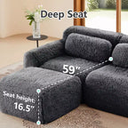 Divano componibile a 3 posti con pouf, schiuma HD 32D, nessun montaggio richiesto, base antiscivolo, per soggiorno/home theater