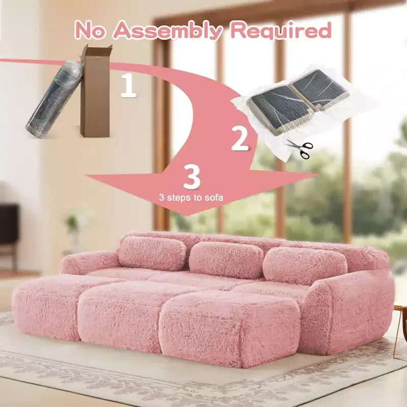 Divano componibile a 3 posti con pouf, schiuma HD 32D, nessun montaggio richiesto, base antiscivolo, per soggiorno/home theater