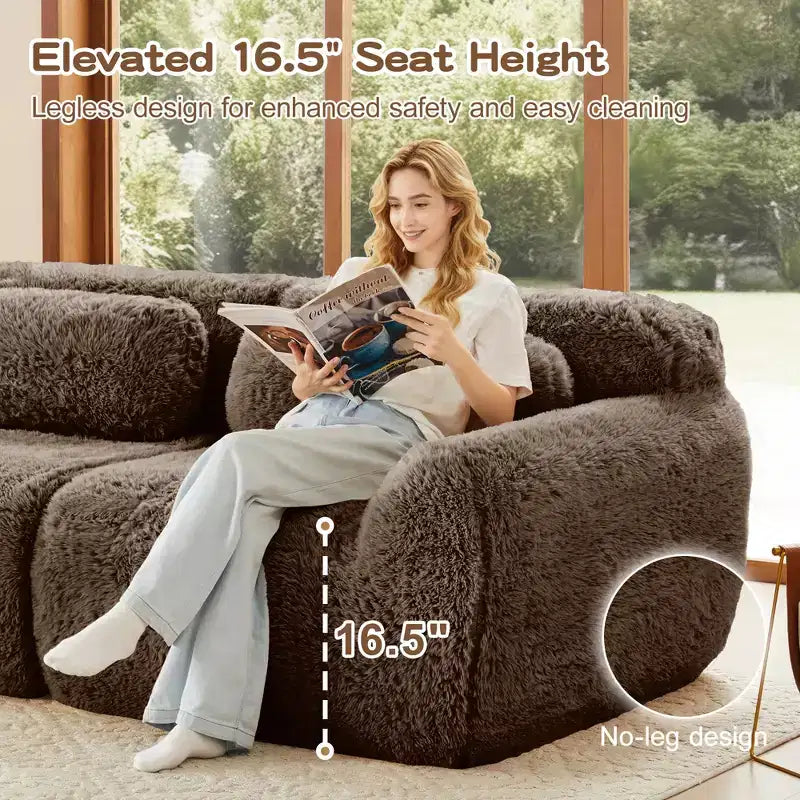 Divano componibile a 3 posti con pouf, schiuma HD 32D, nessun montaggio richiesto, base antiscivolo, per soggiorno/home theater