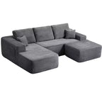 Divano Componibile "Cloud" da 104", a U, Seduta Profonda, Tasche Laterali, Tessuto Felpato, Nessun Montaggio, Grigio, Lato Sinistro